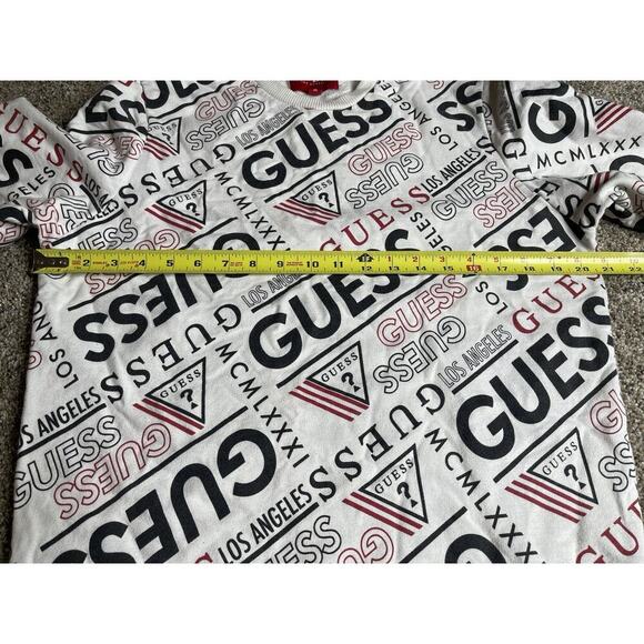 Guess Sweatshirt Womens White Crewneck Sweater Logo Pullover Size Medium - Picture 10 of 10